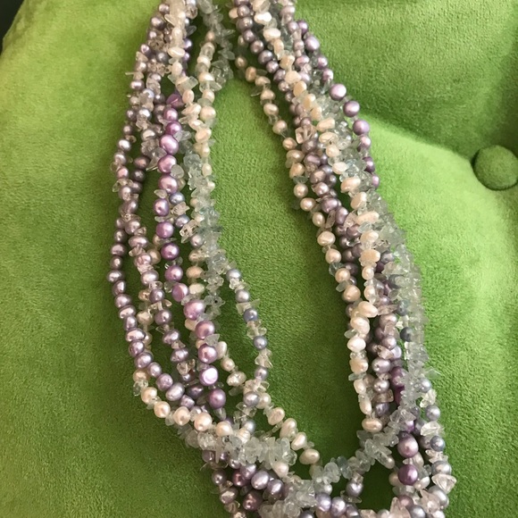 Freshwater pearl and Aquamarine necklace - Picture 6 of 7